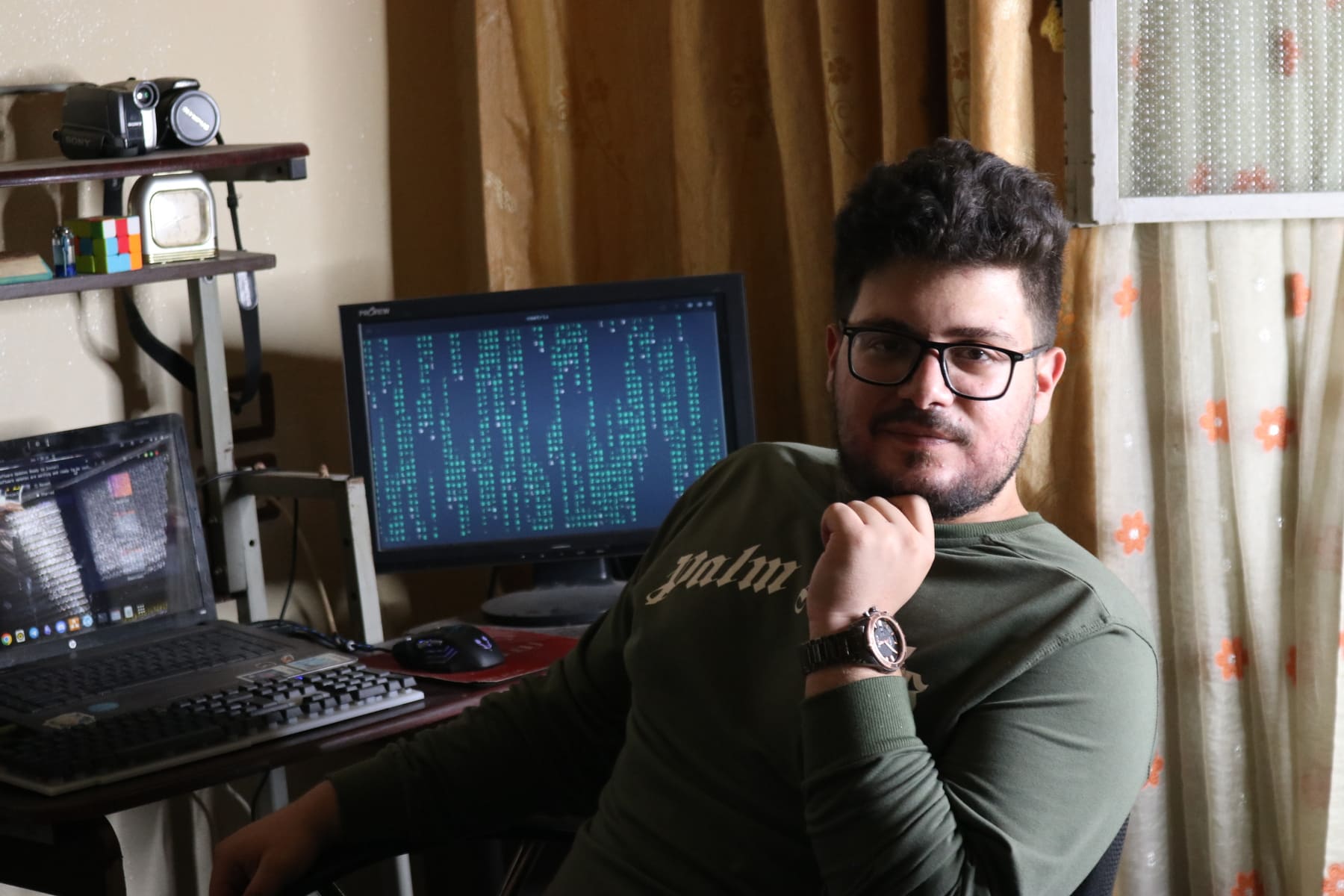 Ibrahem Hasaki at his workstation